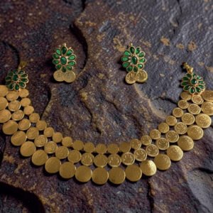 NIMHA Emerald flower and Coin traditional Jewellery Set