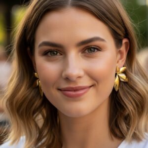 NIMHA Golden Leaf Elegance Studs - NI 002EG