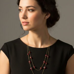 NIMHA Scarlet Grace Double-Layer Necklace-NI 004NR
