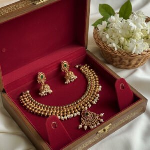 NIMHA Elegant Traditional Gold-Tone Necklace Set with Pearl Detailing - NI 005 NG