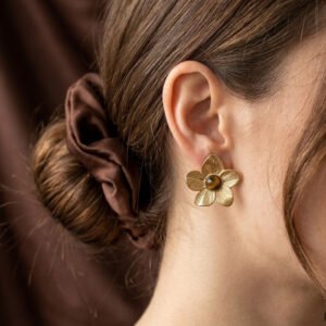 Golden Bloom Tiger Eye Stud Earrings NI 017EG
