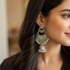 NIMHA Moonlit Jhumka Chandbali Earrings