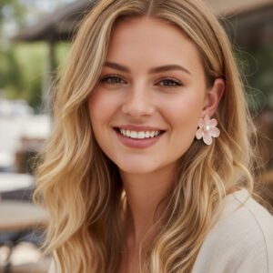NIMHA Floral stud earrings-PINK-NI 001EP