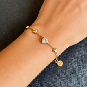 NIMHA Golden Hearts Charm Bracelet - NI 012BG