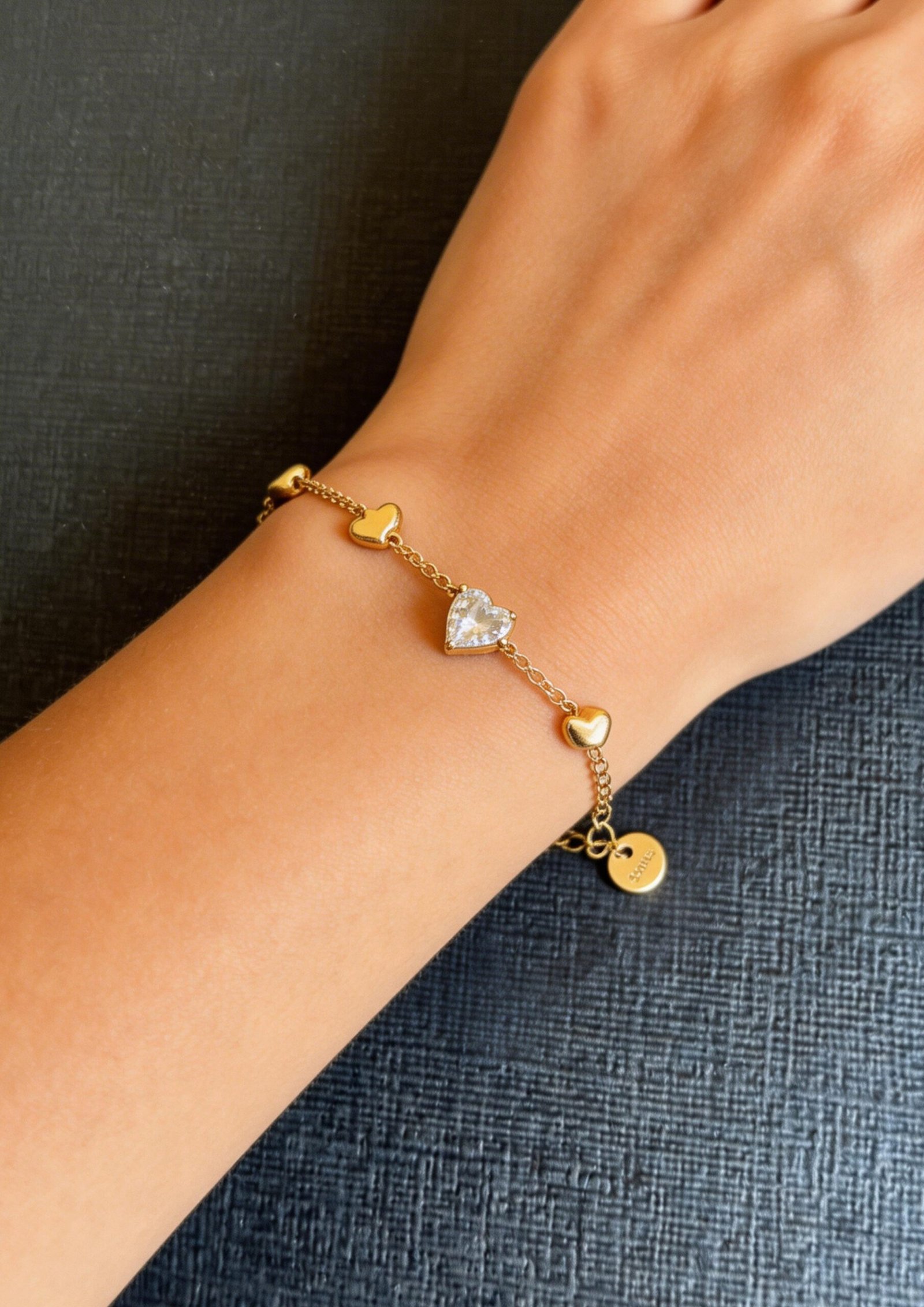 NIMHA Golden Hearts Charm Bracelet - NI 012BG
